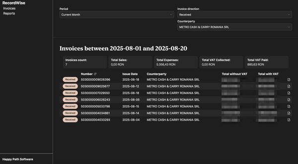 Screenshot of the application